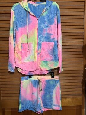 Rose Velvet two-piece tie-dye set